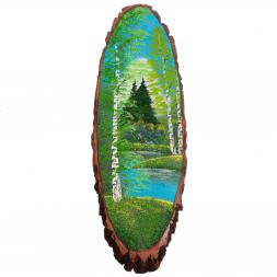 Панно на срезе дерева &amp;quot;Лето&amp;quot; вертикальное 110-115 см каменная крошка