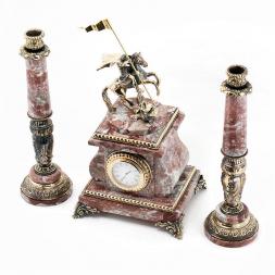 Часы с подсвечниками "Георгий Победоносец" бронза креноид