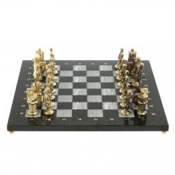 Шахматы подарочные &amp;quot;Железнодорожники&amp;quot; из бронзы и серого мрамора, доска 40х40 см