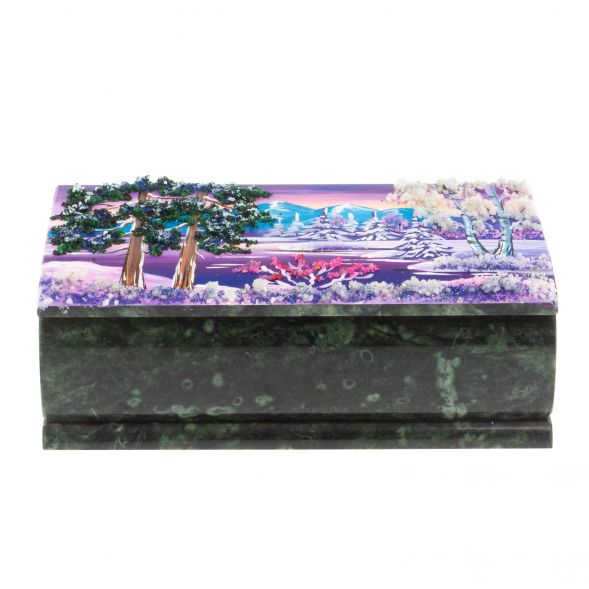 Шкатулка &amp;quot;Купюра. Зима&amp;quot; из шабровского змеевика 18х9,5х7 см 127683