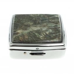 Таблетница на 2 отсека камень актиновит цвет серебро