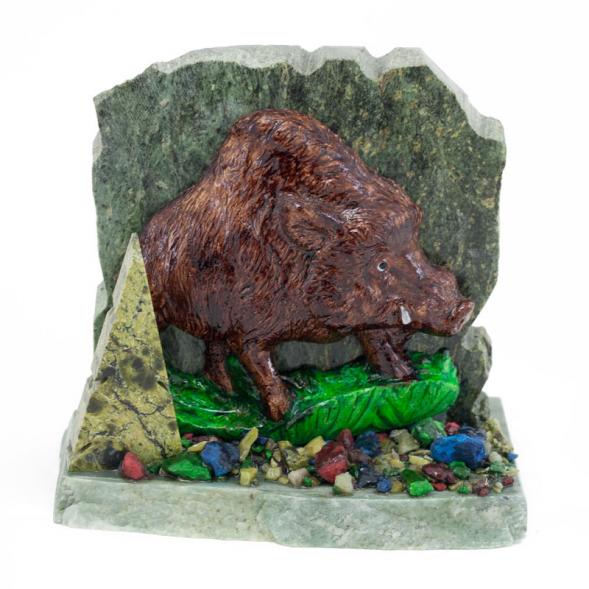 Сувенир &amp;quot;Кабан&amp;quot; камень змеевик 116147