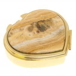 Таблетница &amp;quot;Сердце&amp;quot; на 3 отделения камень оникс цвет золото