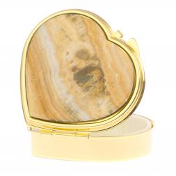 Таблетница &amp;quot;Сердце&amp;quot; на 3 отделения камень оникс цвет золото