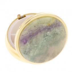 Таблетница на 3 отделения зеленый флюорит цвет золото