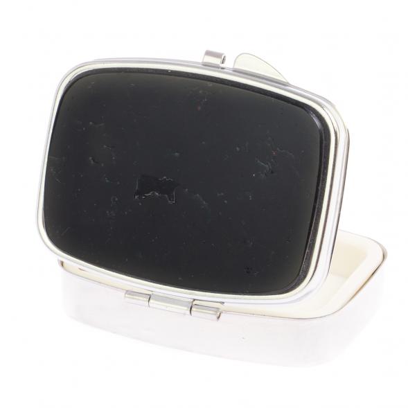 Таблетница на 2 отделения камень турмалин шерл цвет серебро 126514