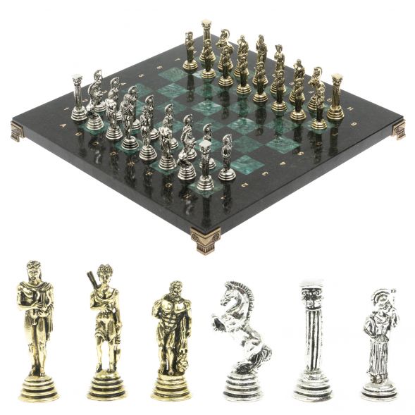 Шахматы &amp;quot;Афина&amp;quot; доска 32х32 см из змеевика 128227