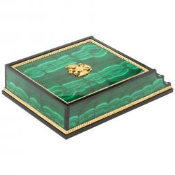 Лоток для бумаг А4 из малахита с гербом РФ 2 секции