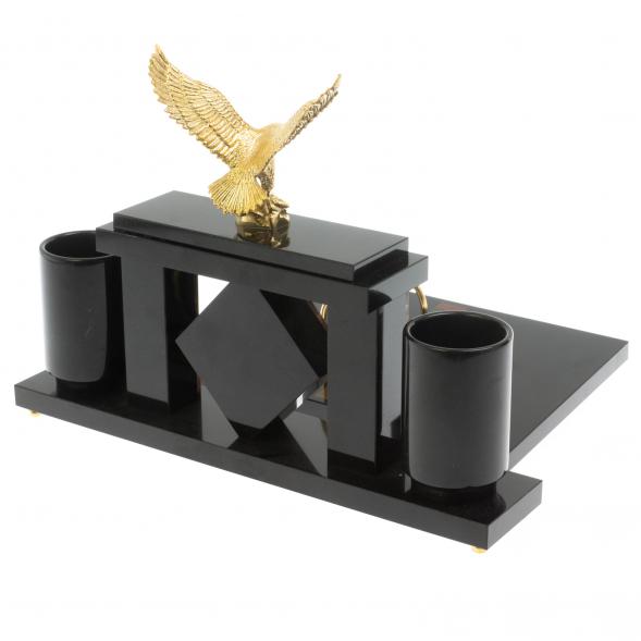 Письменный набор с часами &amp;quot;Орел&amp;quot; из яшмы 129564