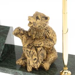 Флагшток с ручкой &amp;quot;Медведь на пне&amp;quot; из змеевика