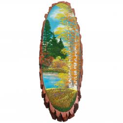 Панно на срезе дерева &amp;quot;Осень&amp;quot; вертикальное 100-105 см каменная крошка