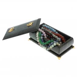 Шкатулка "Дуэт" из камня змеевик 19x10x7 см