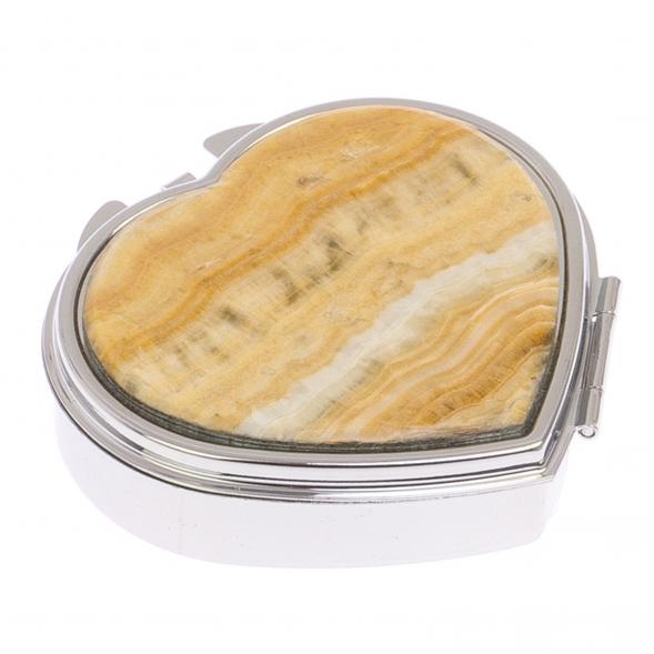 Таблетница &amp;quot;Сердце&amp;quot; на 3 отделения камень оникс цвет серебро 125685