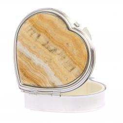 Таблетница &amp;quot;Сердце&amp;quot; на 3 отделения камень оникс цвет серебро