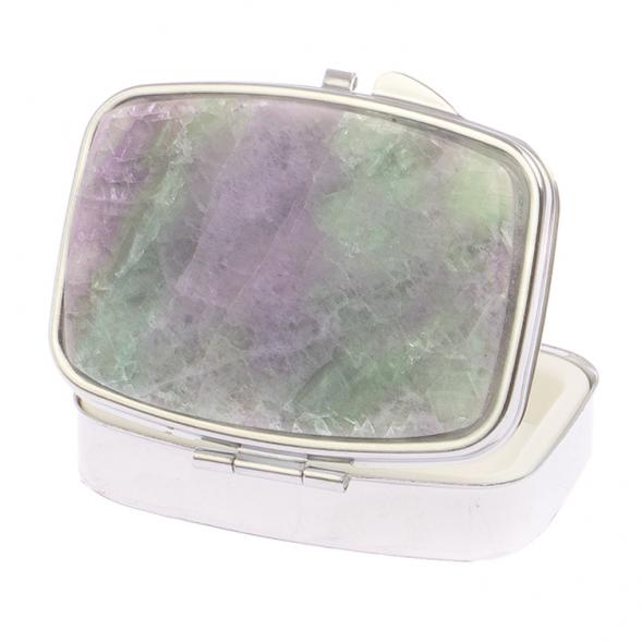 Таблетница на 2 отделения зеленый флюорит цвет серебро 125763