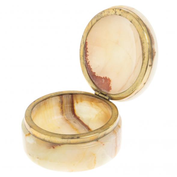 Шкатулка из оникса круглая 7,5х7,5х4,5 см (3) 126436