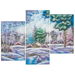 Картина модульная на камне &amp;quot;Домик в горах&amp;quot; 70х90 см