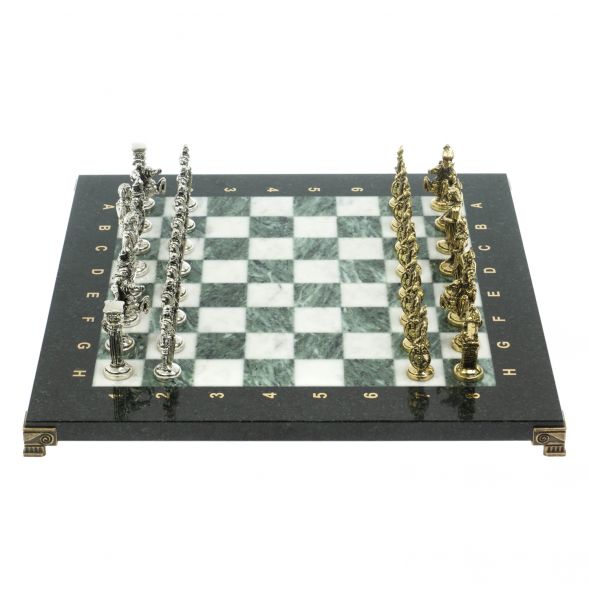 Шахматы подарочные &amp;quot;Галлы и Римляне&amp;quot; 36х36 см из мрамора и змеевика 128228