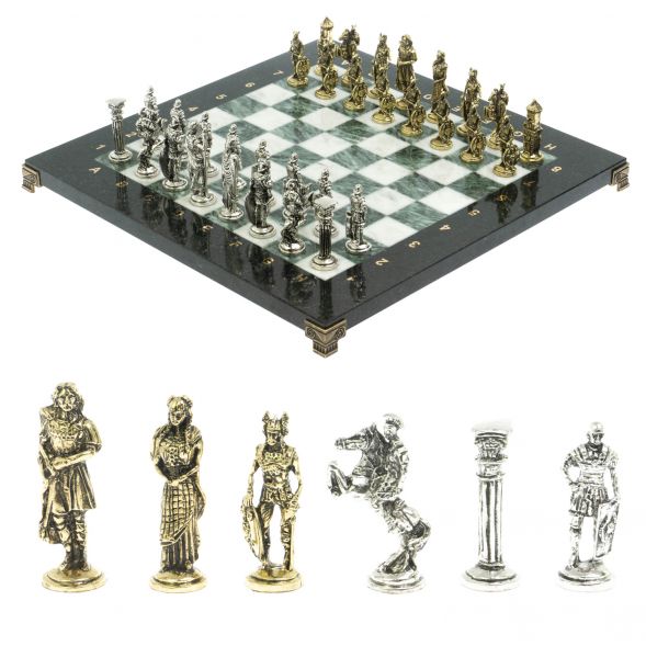 Шахматы подарочные &amp;quot;Галлы и Римляне&amp;quot; 36х36 см из мрамора и змеевика 128228