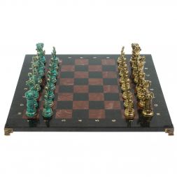 Шахматы &amp;quot;Средневековые рыцари&amp;quot; фигуры бронза / патина 44х44 см лемезит
