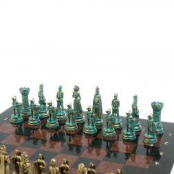 Шахматы &amp;quot;Средневековые рыцари&amp;quot; фигуры бронза / патина 44х44 см лемезит