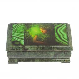 Шкатулка "Хозяйка медной горы" с иллюстрацией под малахит 18х9х8 см