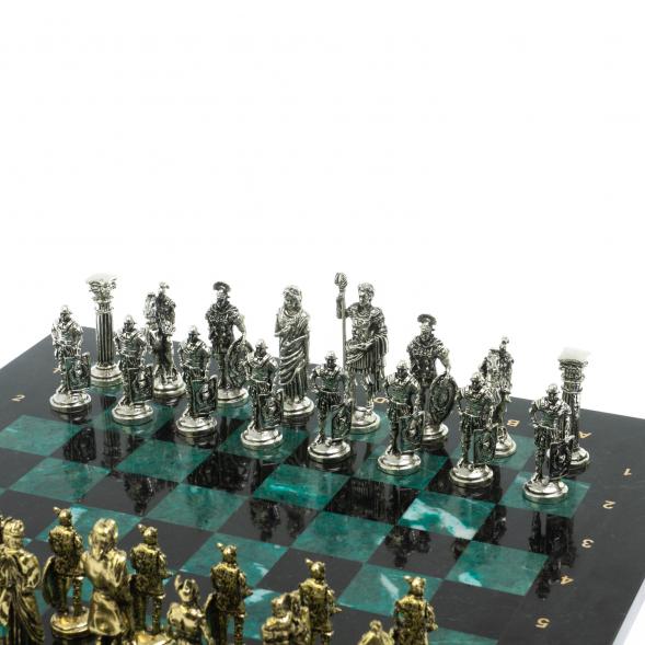Шахматы подарочные &amp;quot;Галлы и Римляне&amp;quot; 36х36 см из змеевика 128229