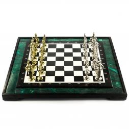 Эксклюзивные шахматы &amp;quot;Русь&amp;quot; доска 47х47 см змеевик