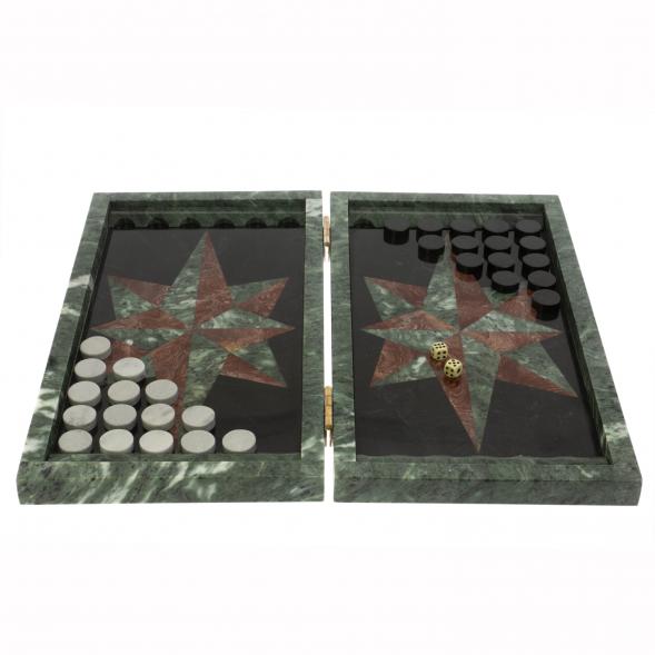 Подарочные нарды &amp;quot;Роза ветров&amp;quot; лемезит шабровский змеевик 129902