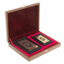 Подарочный набор "Документы" обложка для паспорта и визитница из черной кожи