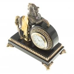 Настольные часы "Конь на дыбах" бронза долерит