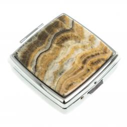 Таблетница на 2 отсека камень оникс цвет серебро