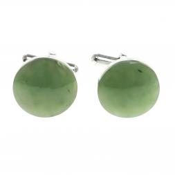 Запонки из нефрита круглые