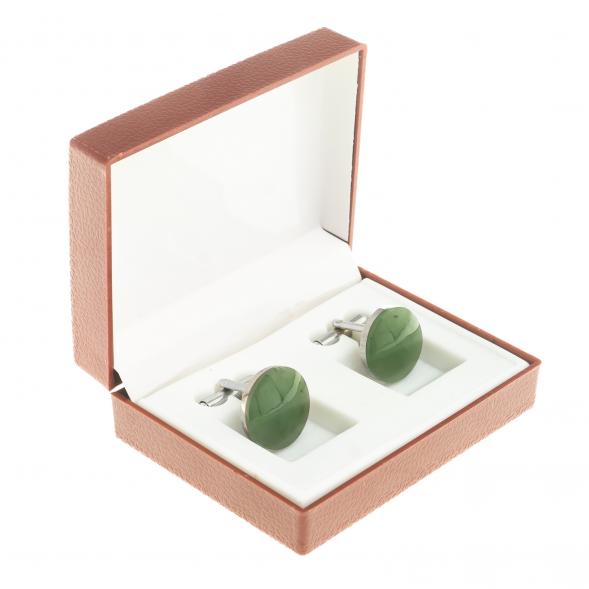 Запонки из нефрита круглые 124080