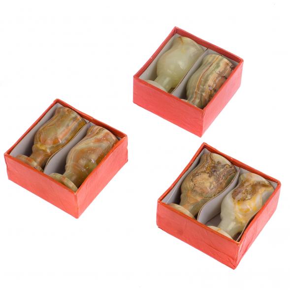 Набор рюмок из оникса 2 шт 20 мл 3,8х7 см в коробке (1,5х3) 125610