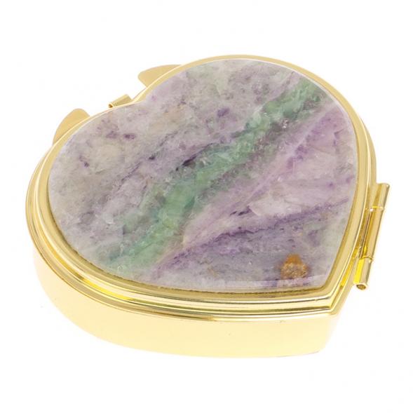 Таблетница &amp;quot;Сердце&amp;quot; на 3 отделения зеленый флюорит цвет золото 125764