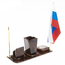 Письменный набор &amp;quot;Символ России&amp;quot; камень обсидиан