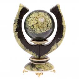 Композиция "Подкова" с шаром камень змеевик