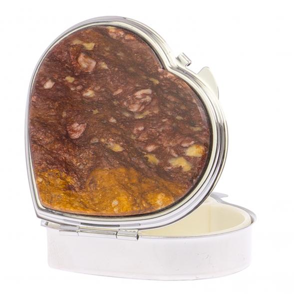 Таблетница &amp;quot;Сердце&amp;quot; на 3 отделения камень авантюрин цвет серебро 125688