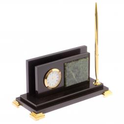 Визитница с часами "Стандарт" долерит нефрит