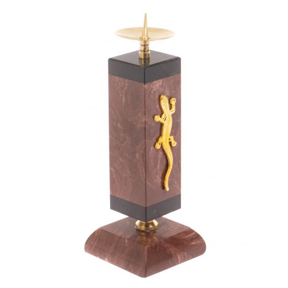 Подсвечник с ящерицей камень лемезит 4,5х4,5х13 см 126518