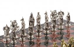 Шахматы сувенирные "Рыцари крестоносцы" доска 44х44 см из камня лемезит