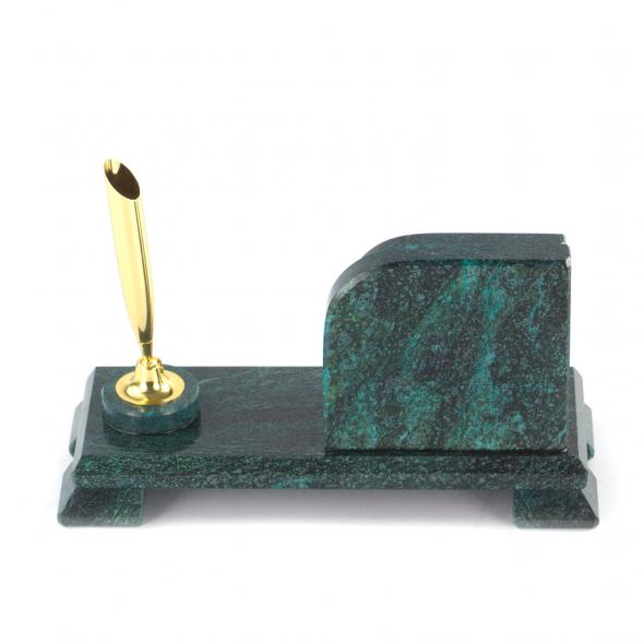 Настольная визитница &amp;quot;Мини 1&amp;quot; с подставкой под ручку из змеевика 113274