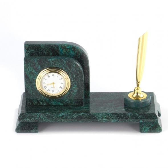 Настольная визитница &amp;quot;Мини 1&amp;quot; с подставкой под ручку из змеевика 113274