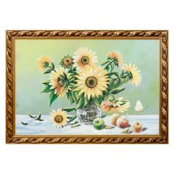 Картина &amp;quot;Натюрморт подсолнухи&amp;quot; багет 46х66 см рисунок каменная крошка