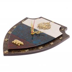 Часы настенные "Флаг РФ" лабрадорит, змеевик, мрамор