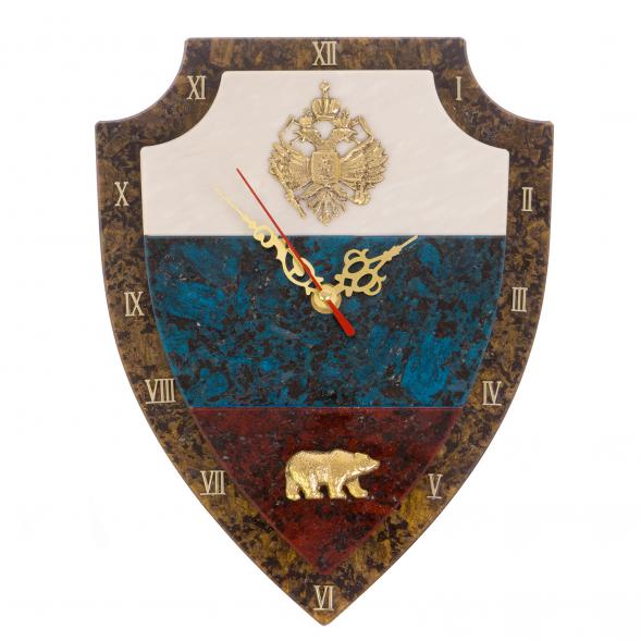 Часы настенные &amp;quot;Флаг РФ&amp;quot; лабрадорит, змеевик, мрамор 125291