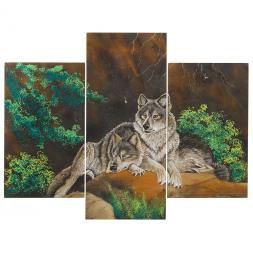 Картина модульная на камне &amp;quot;Волки&amp;quot; 70х90 см рисунок