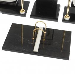 Настольный набор с гербом и флагом России камень мрамор