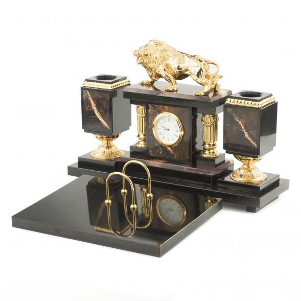 Письменный набор &amp;quot;Лев&amp;quot; камень яшма долерит 119603